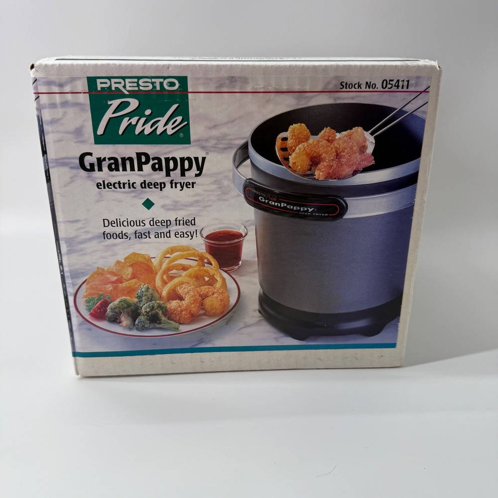 Presto Pride GranPappy Electric Deep Fryer 05411 Black Silver 1500W NIB Vintage